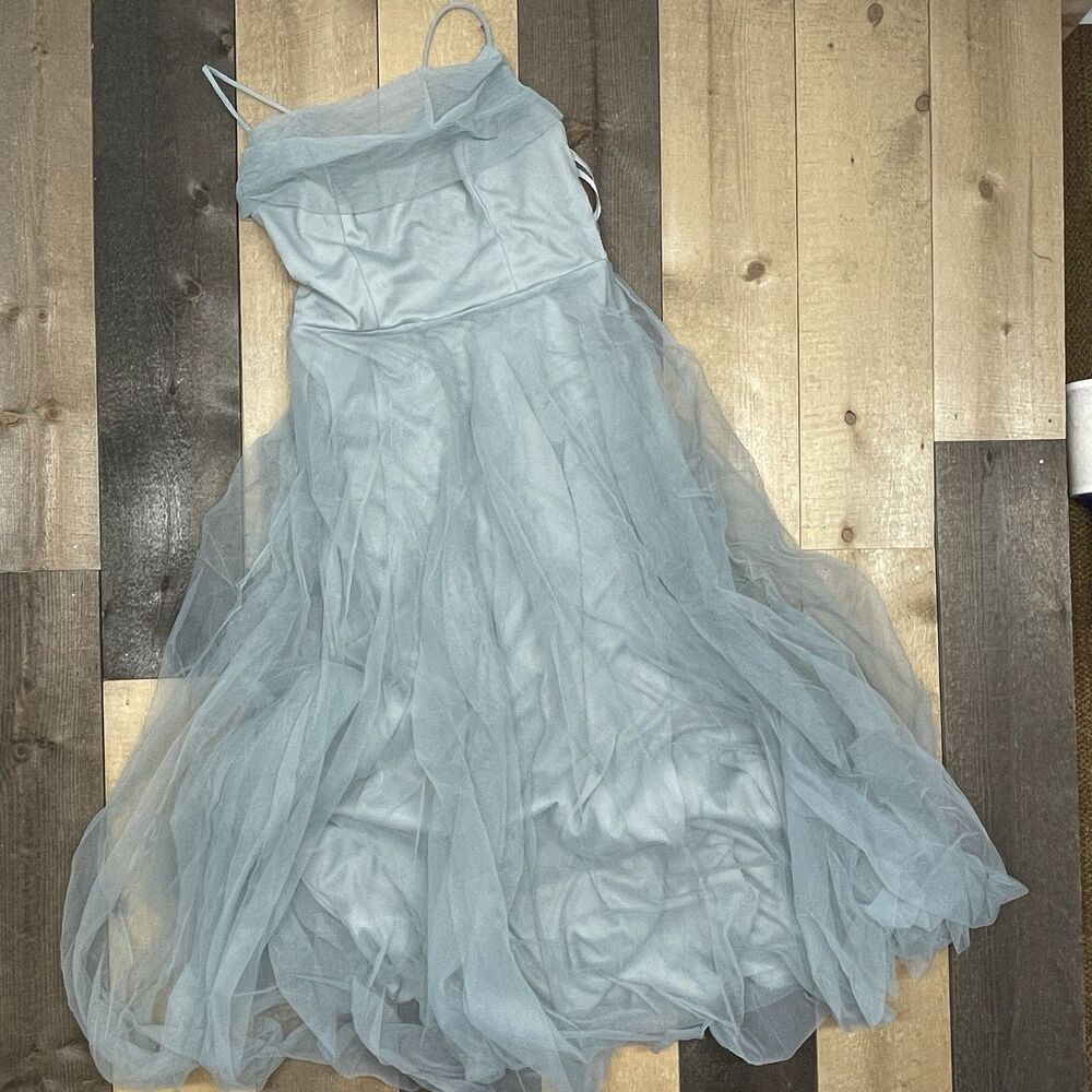 Hello Molly Women's MEDIUM Signal My Way Tulle Midi Dress Sage Green